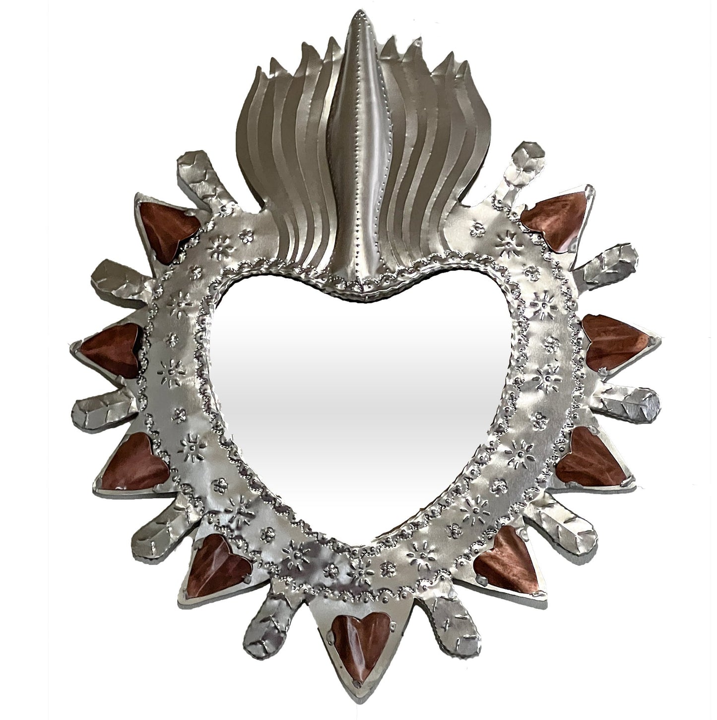 Natural Punched Tin Mirror "Corazon" image 1