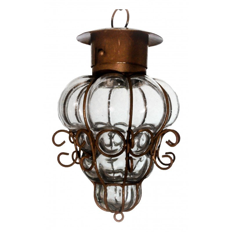 Colorful Blown Glass Pendant Lamp “Reyna-Small” - Clear image