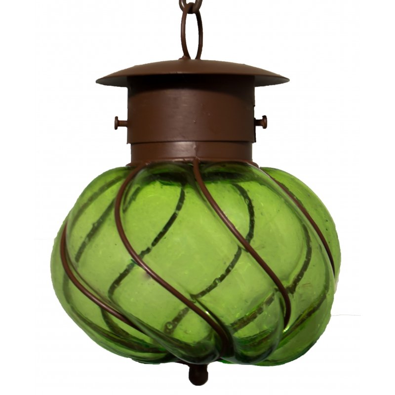 Beautiful “Churumbela-Small” Mexican Blown Glass Lamp 1 - Green image