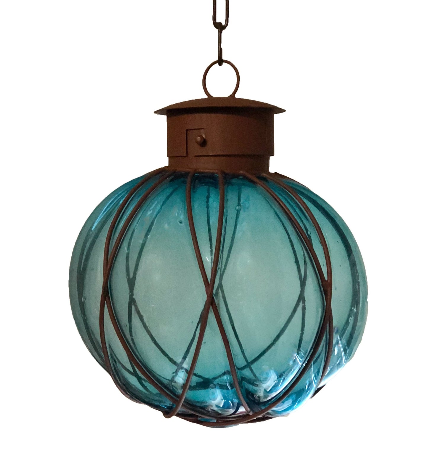 Colorful Calabaza Cruzada Blown Glass Lamp - Aquamarine image