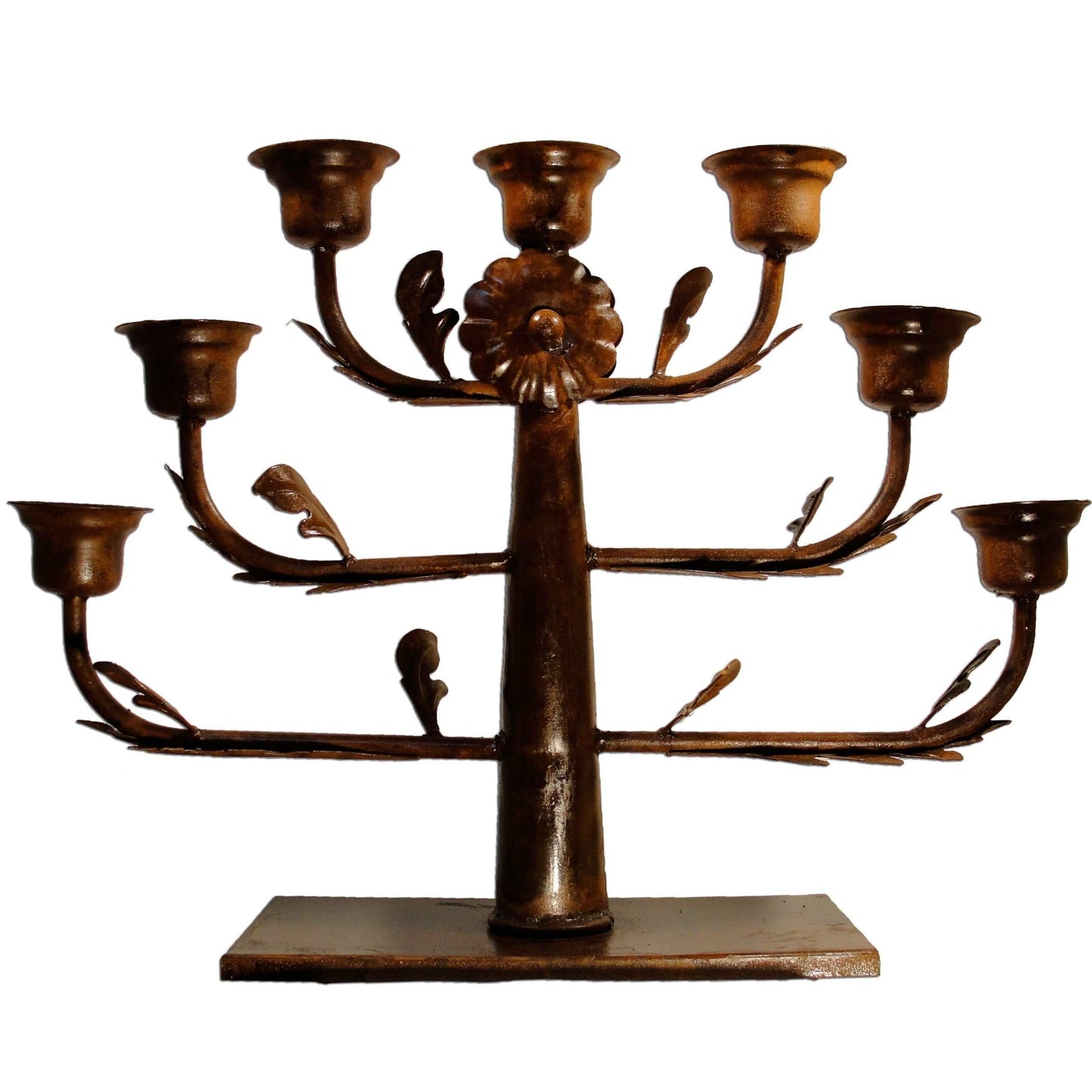 Hacienda Iron Candle Holder rustic handcrafted Mexican iron décor with brown finish