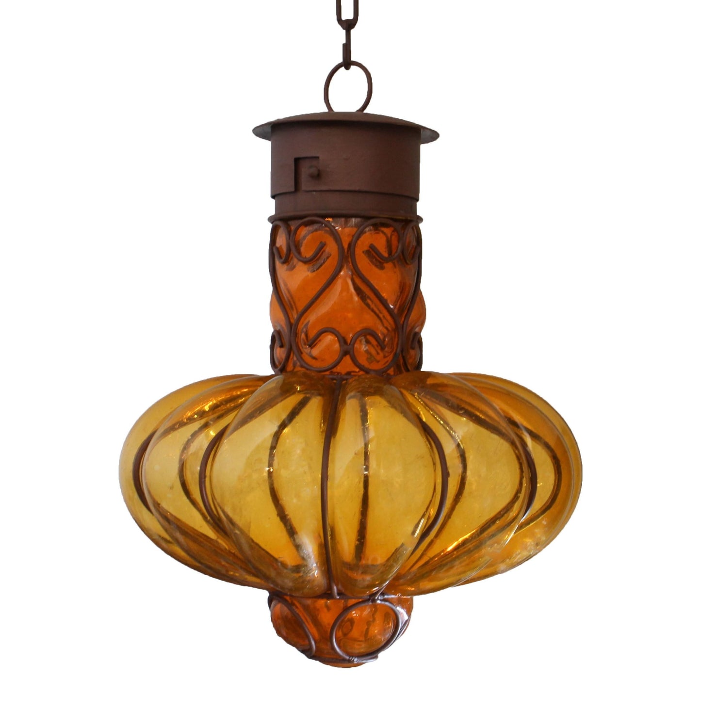 Colorful “Flor” Blown Glass Lamp - Orange image