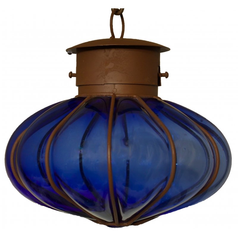 Beautiful Small Platillo blown Glass Lamp 2 - Blue image