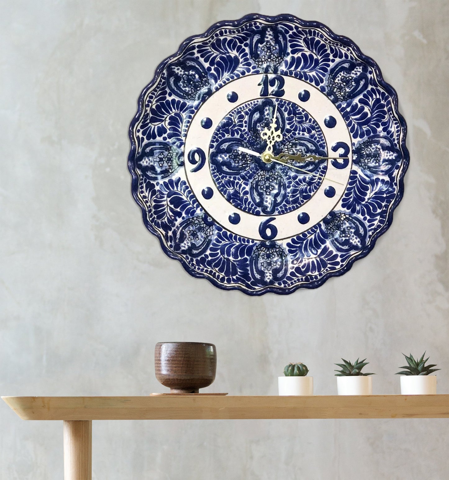Beautiful Blue Talavera Clock - 30cm image 2