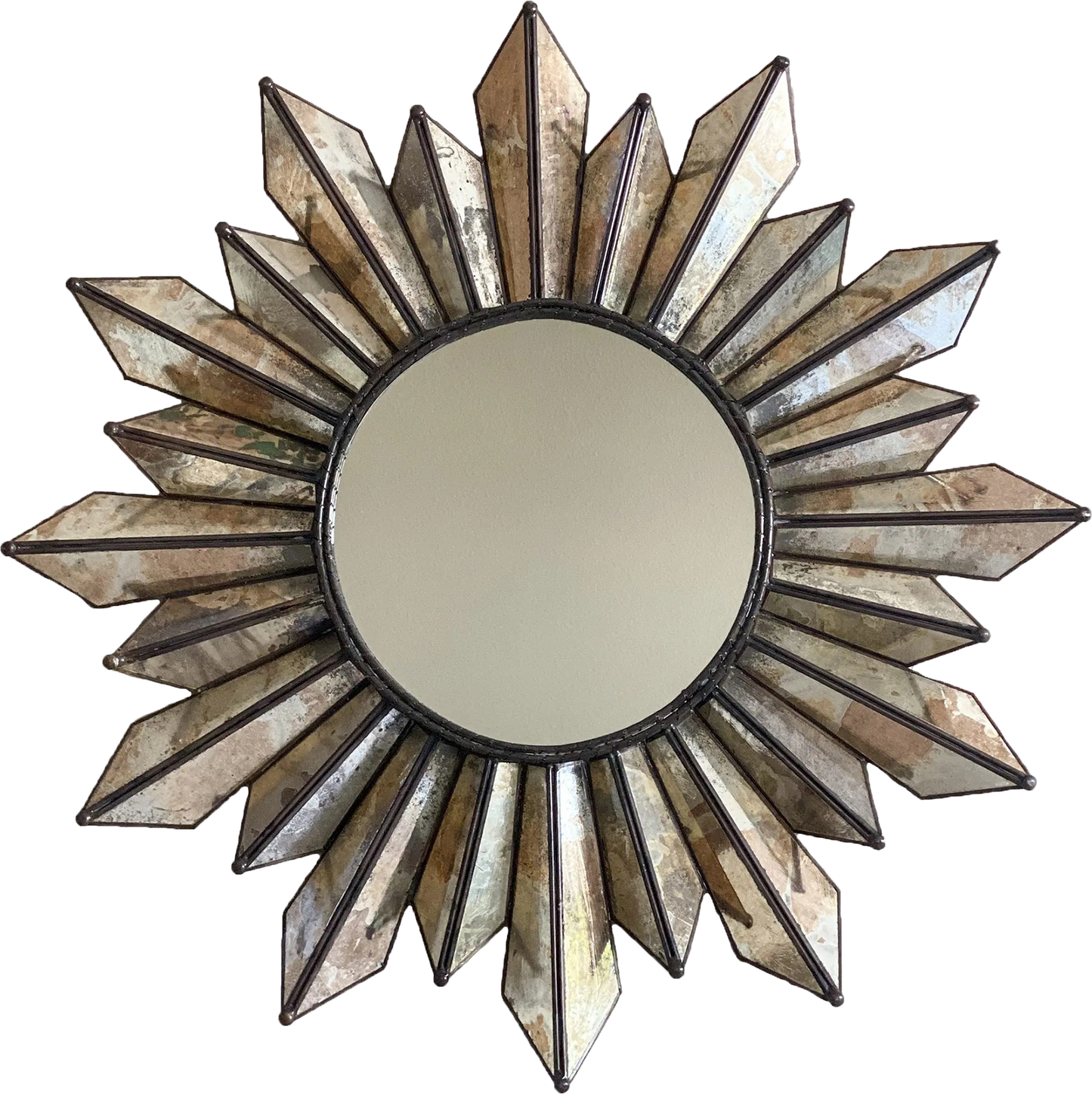 Old Glass Mirror Sun – Handcrafted Rustic Décor