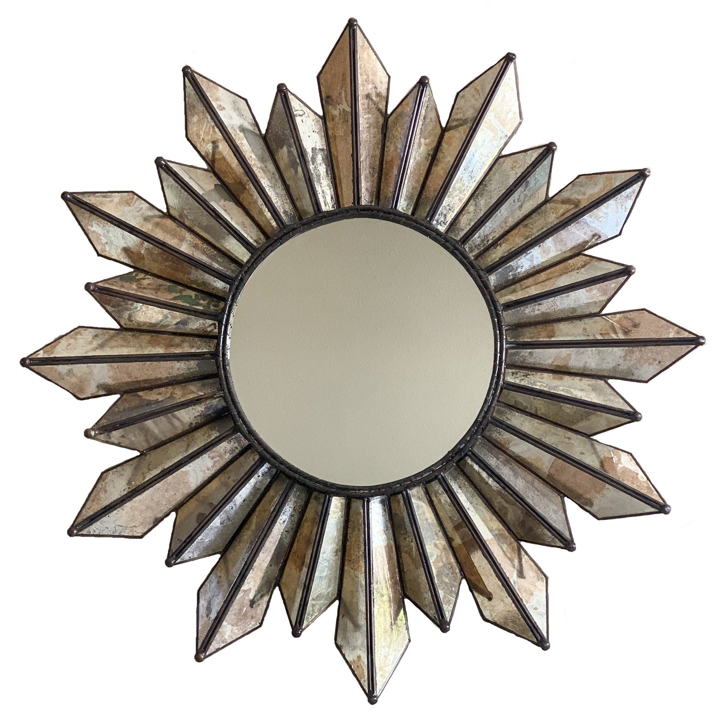 Old Glass Mirror Sun – Handcrafted Rustic Décor