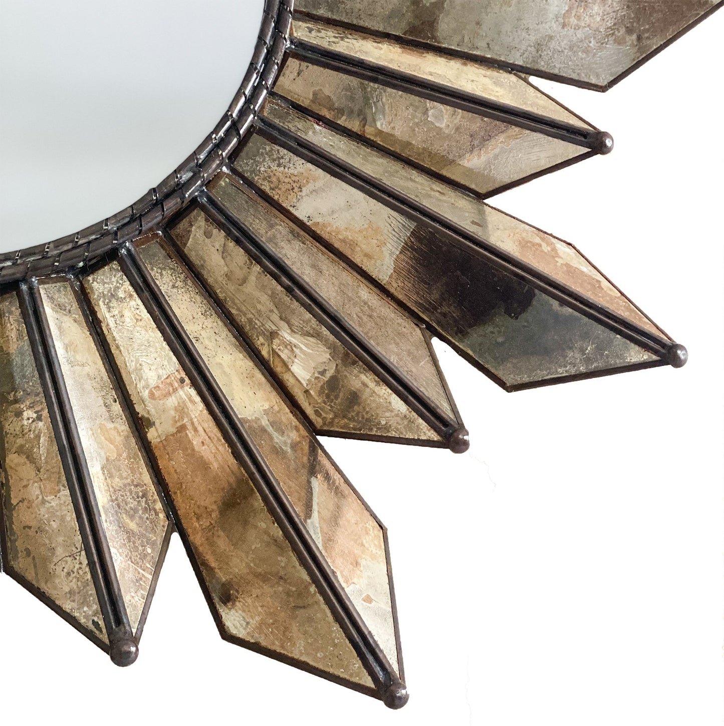 Old Glass Mirror Sun – Handcrafted Rustic Décor