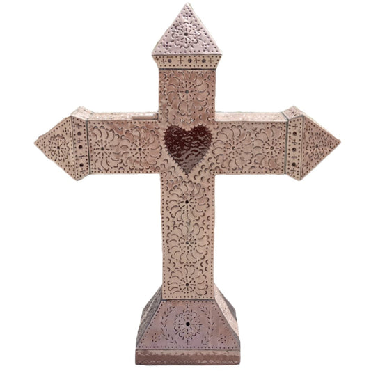 Bronze Punched Tin Cross “Cruz-Corazon” image 0