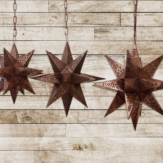 Beautiful Tin Star Pendant Lamp-Flower Pattern 3 image 0