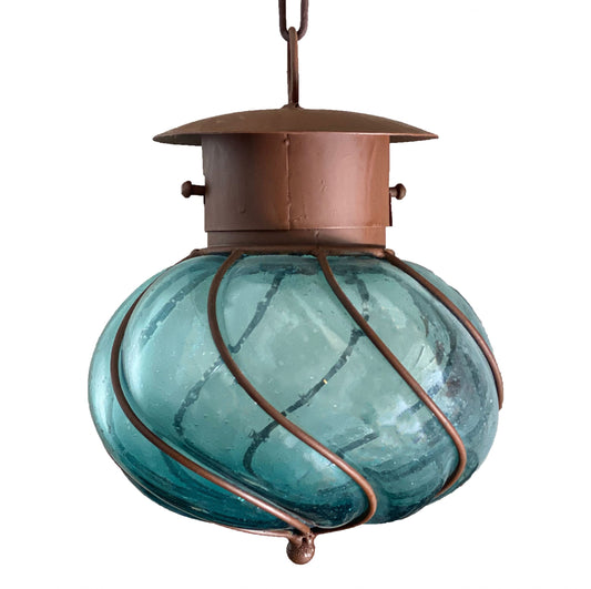 Beautiful “Churumbela-Small” Mexican Blown Glass Lamp 1 - Aquamarine image