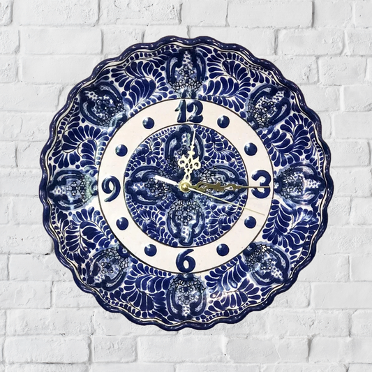Beautiful Blue Talavera Clock - 30cm image 0