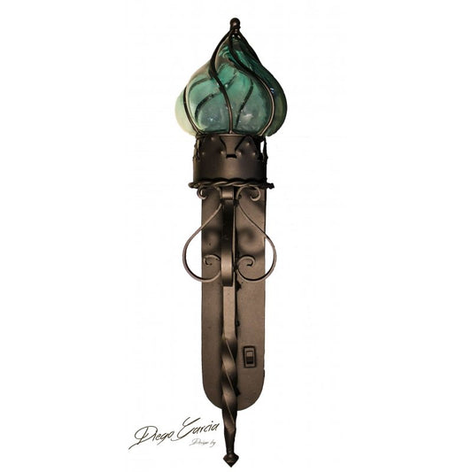 Beautiful Blown Glass Shade Torch Sconce 2 image 0