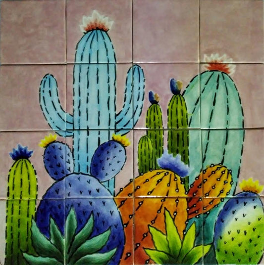 16 Tiles "Cactus-Paisaje" Cactus Lanscape Mural image 0