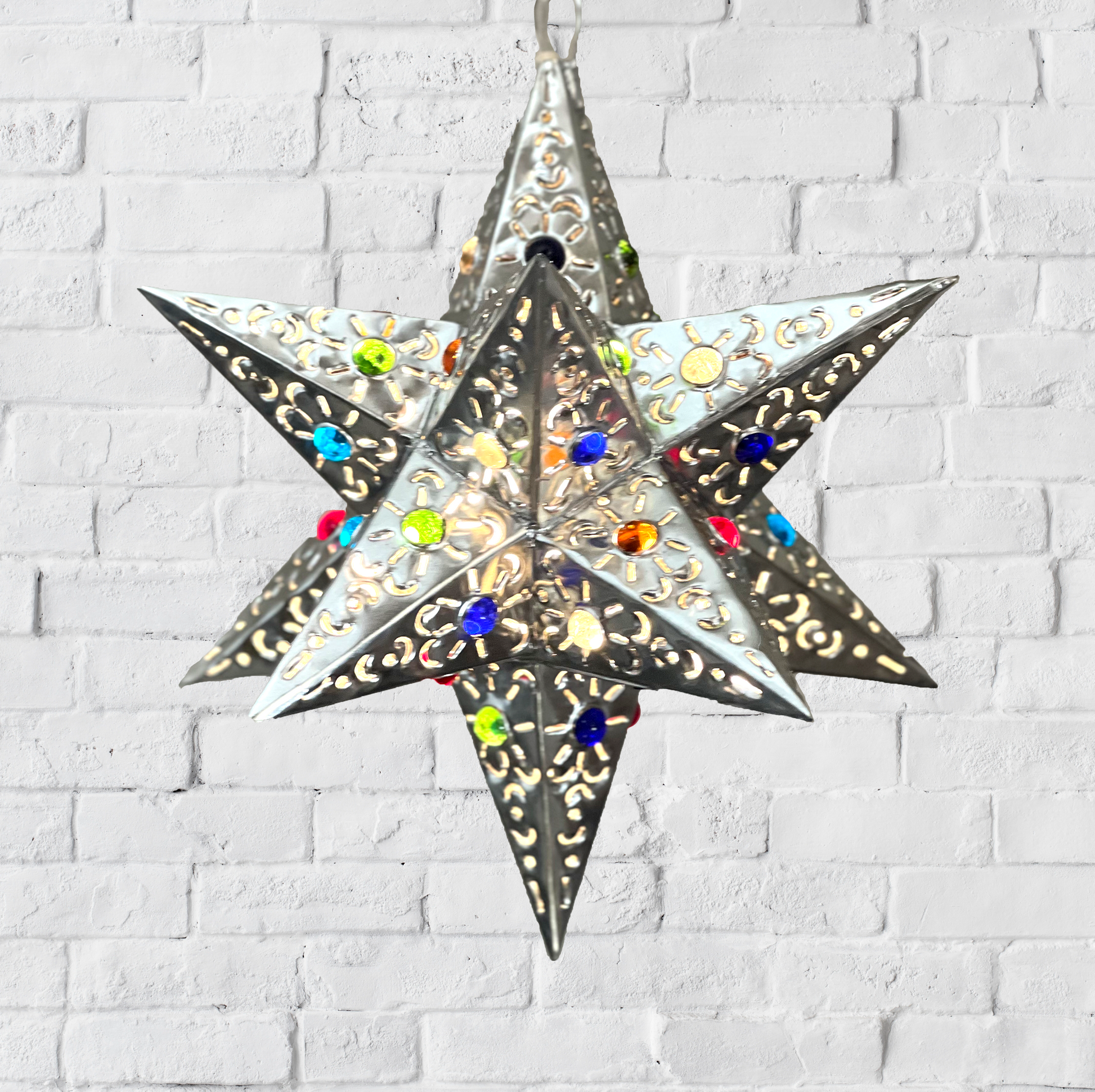 Beautiful Silver Tin Hanging Star 1 Marble image 0