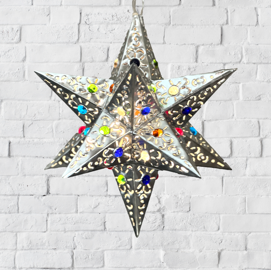Beautiful Silver Tin Hanging Star 1 Marble image 0