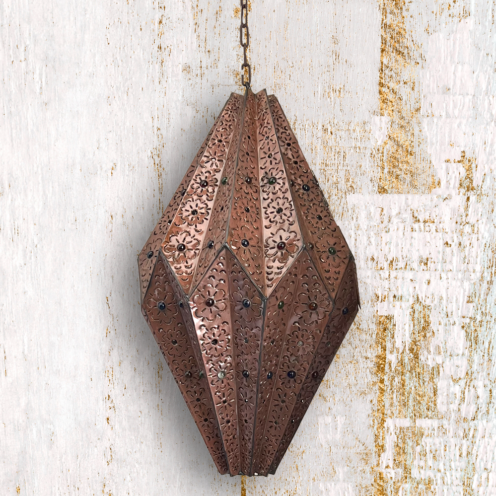 Beautiful Farol Pera Punched Tin and Marble Pendant Lamp 1 image 0