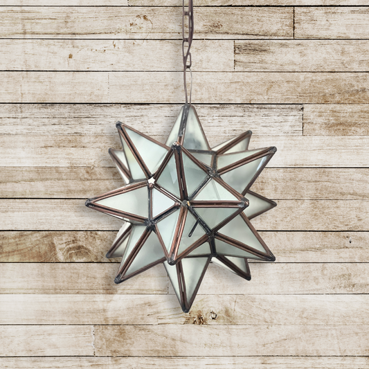 Elegant Frosted Glass Pendant Star 11", 13"and 16"- Frosted Glass Moravian Star image 0