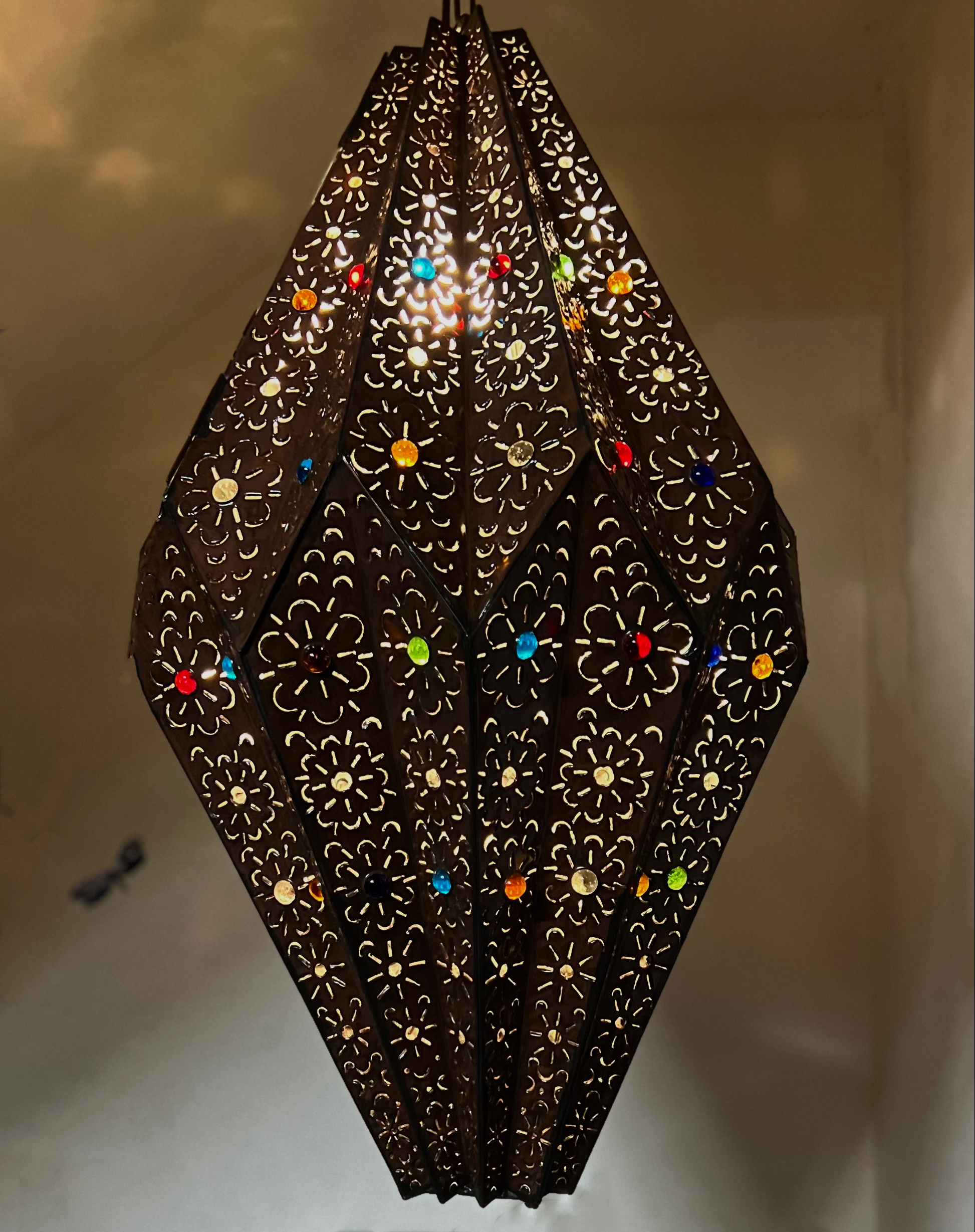 Beautiful Farol Pera Punched Tin and Marble Pendant Lamp 1 image 2