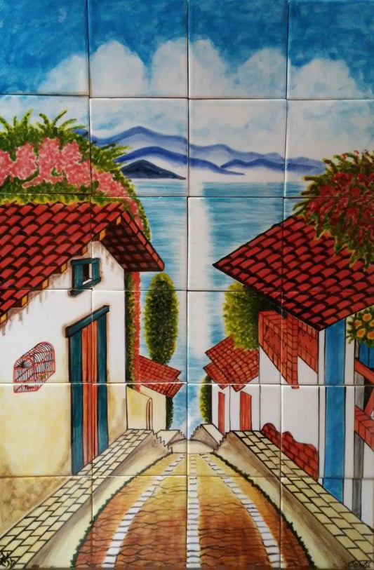 24 Tiles "Pueblo" Village Landscape image 0