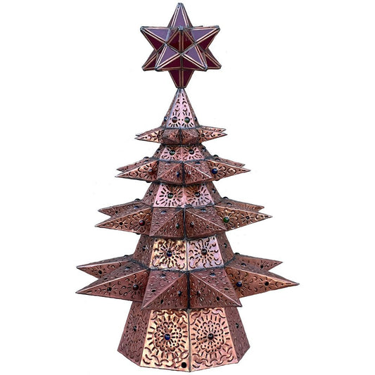 Beautiful Bronze Punched Tin Christmas Tree 30 in image 0