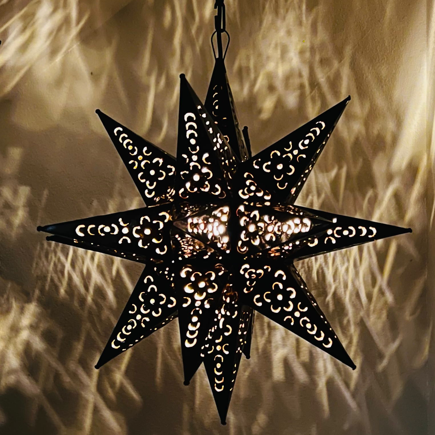 Beautiful Tin Star Pendant Lamp-Flower Pattern 3 image 4
