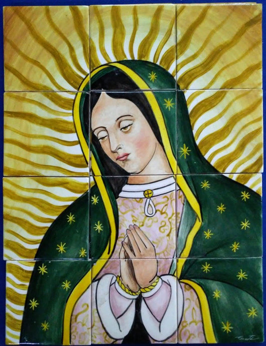 12 Tiles "Lupita" Ceramic Mural image 0