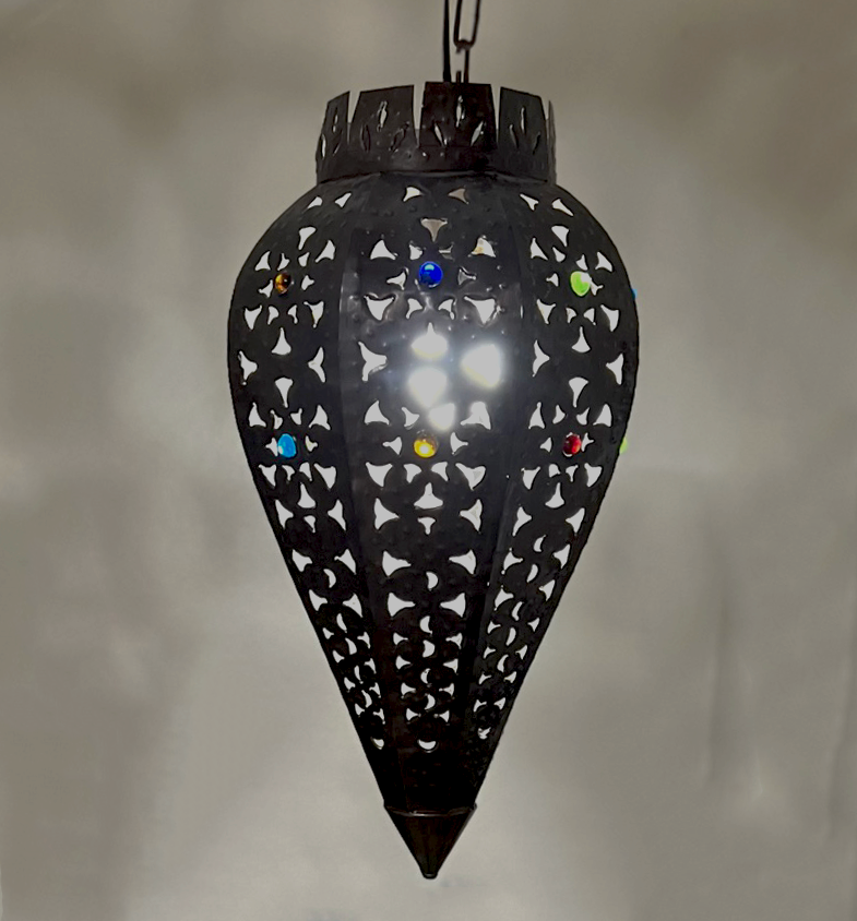 Beautiful Farol Rabano Punched Tin and Marble Pendant Lamp 1 image 2