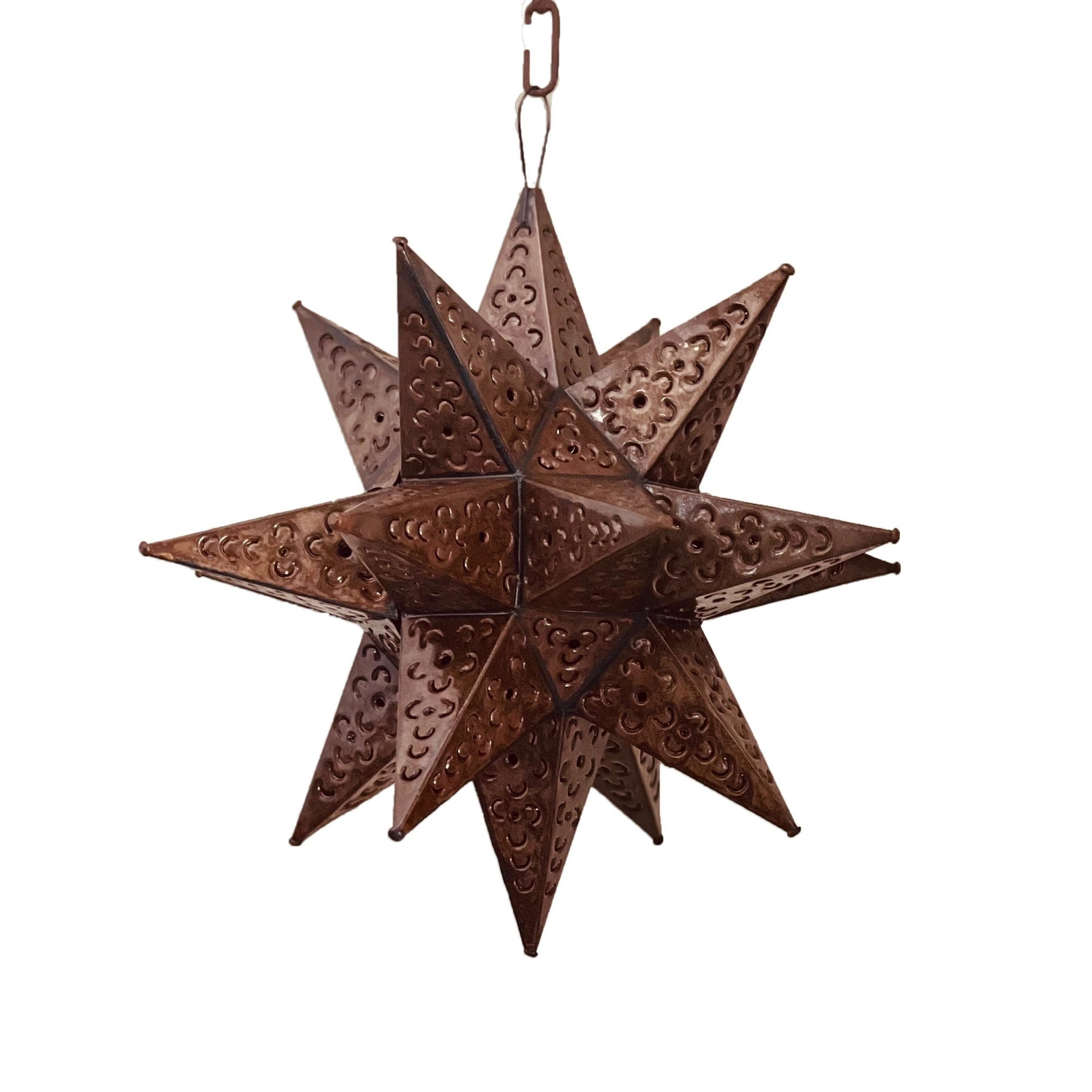 Beautiful Tin Star Pendant Lamp-Flower Pattern 3 image