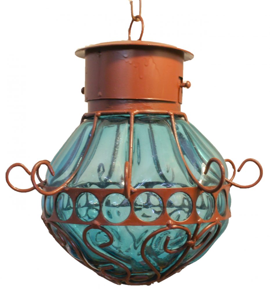 Beautiful Blown Glass Lighting &#8220;Candil-Small&#8221; 10&#8243; - Aquamarine image