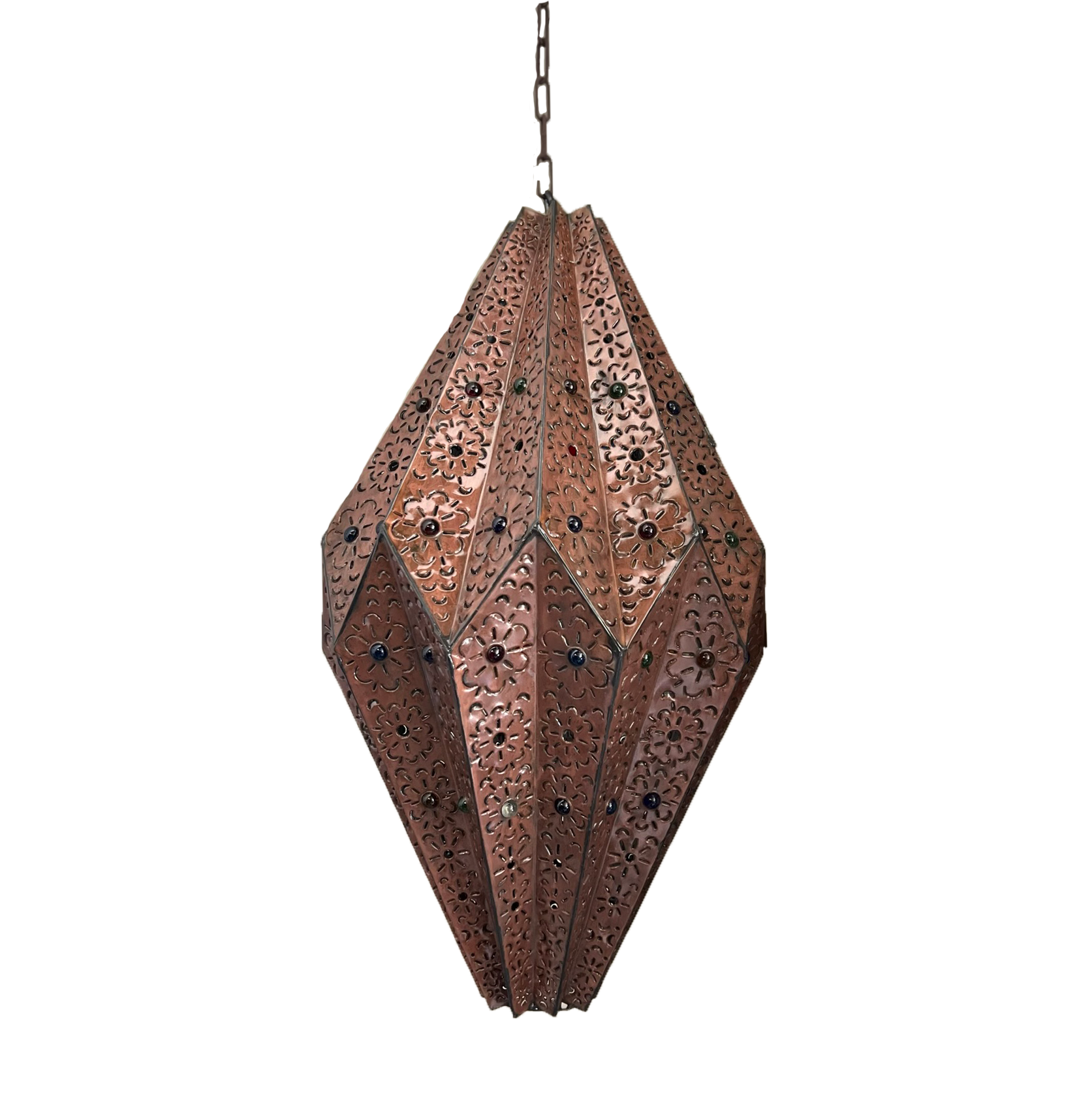 Beautiful Farol Pera Punched Tin and Marble Pendant Lamp 1 image 1