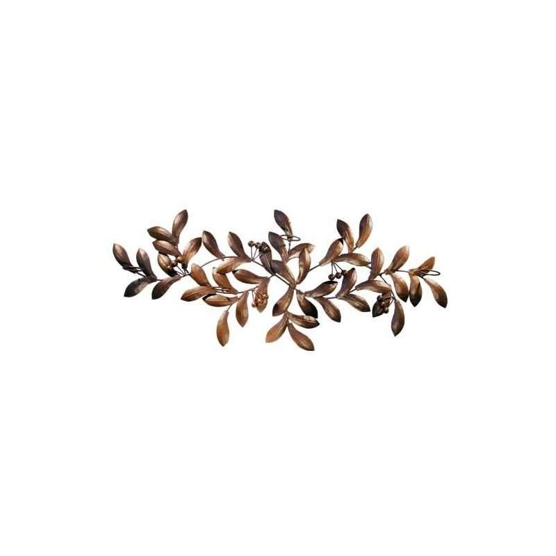 Olivo Candle Holder with decorative bronze olive leaf design