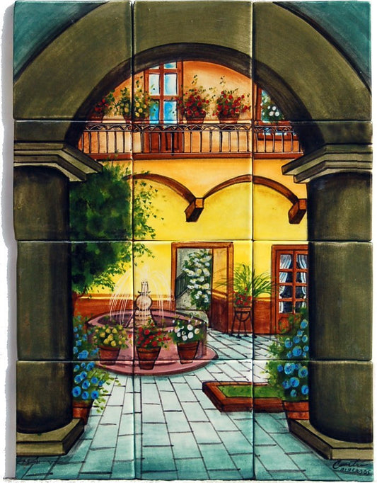 12 Tiles "Patio Fuente" Village Landscape image 0