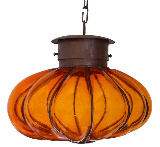 Beautiful Small Platillo blown Glass Lamp 2 - Orange image