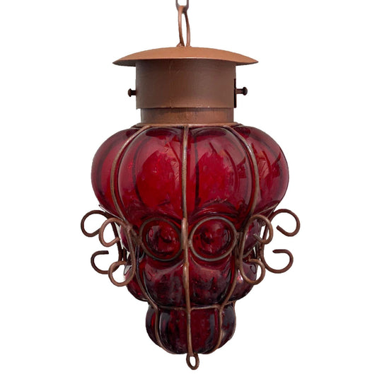 Colorful Blown Glass Pendant Lamp “Reyna-Small” - Red image