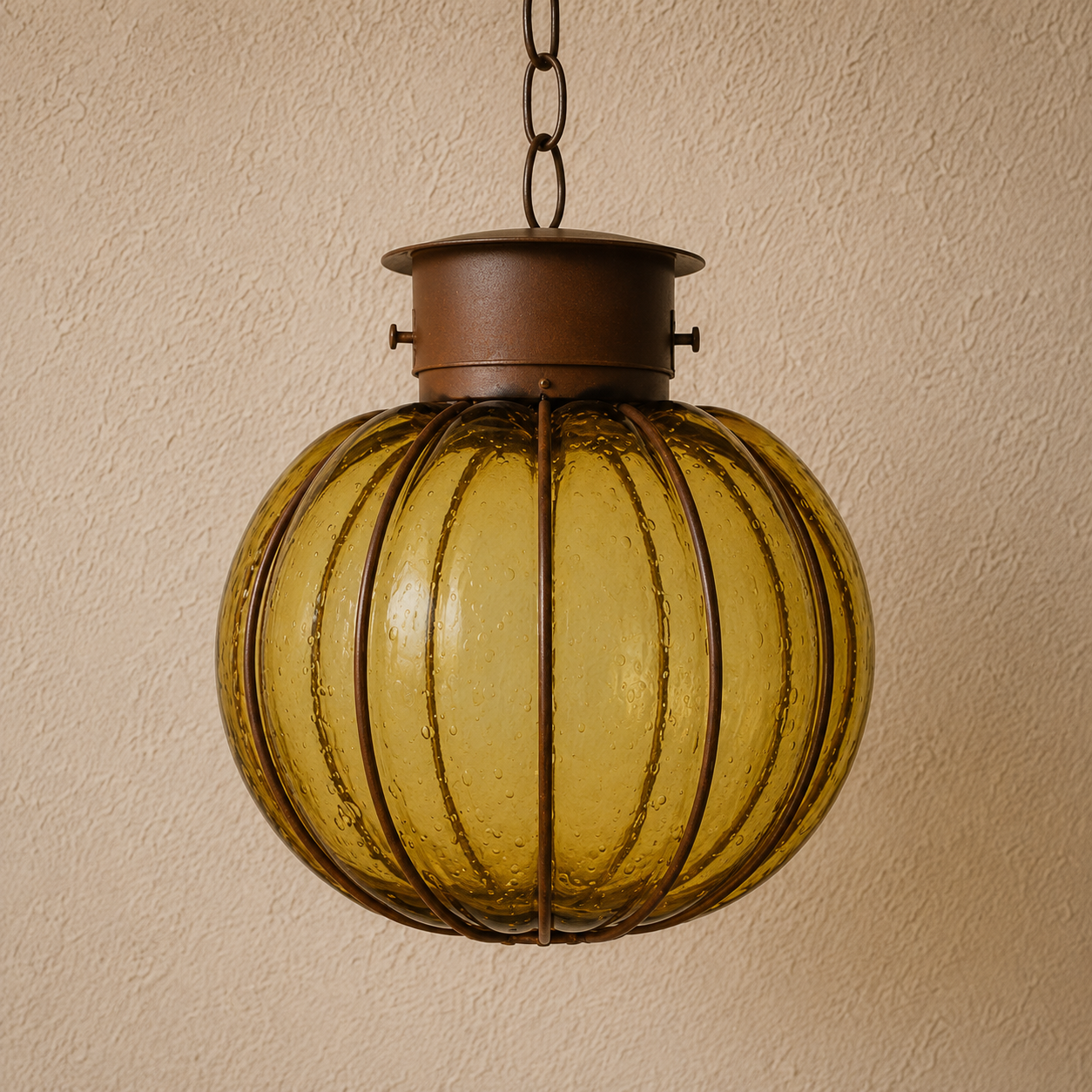 Blown Glass Pendant Lamp – "Calabaza"
