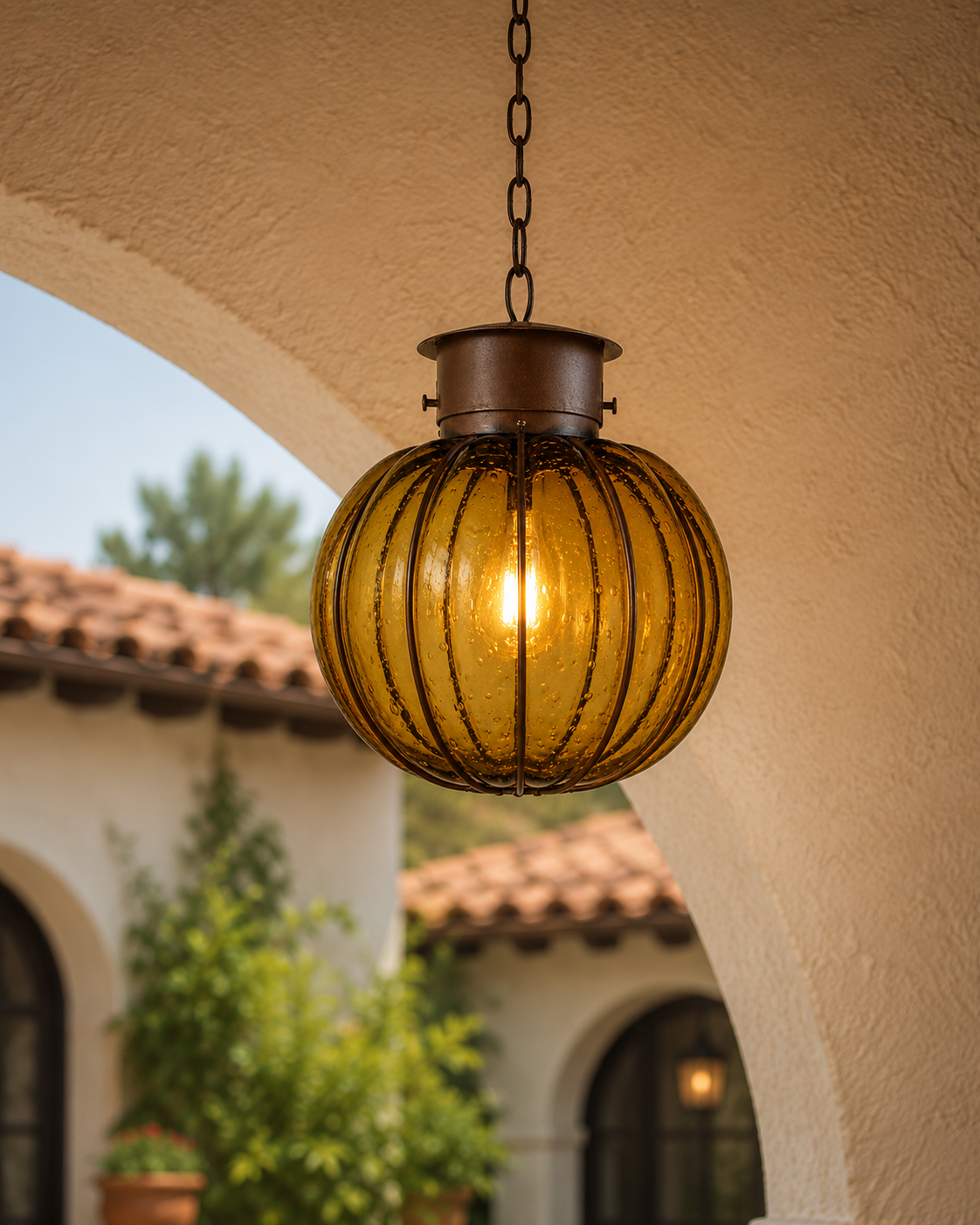 Blown Glass Pendant Lamp – "Calabaza"