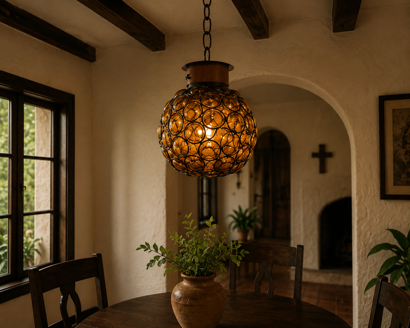 Blown Glass Pendant Lamp – "Calabaza Bolitas"
