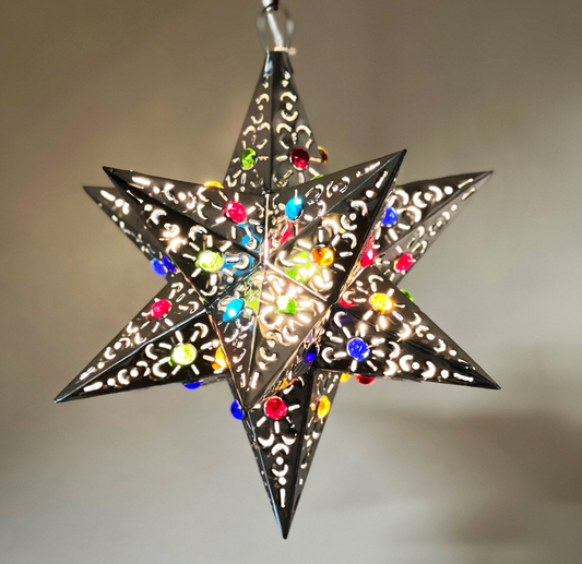 Beautiful Silver Tin Hanging Star 1 Marble image 1