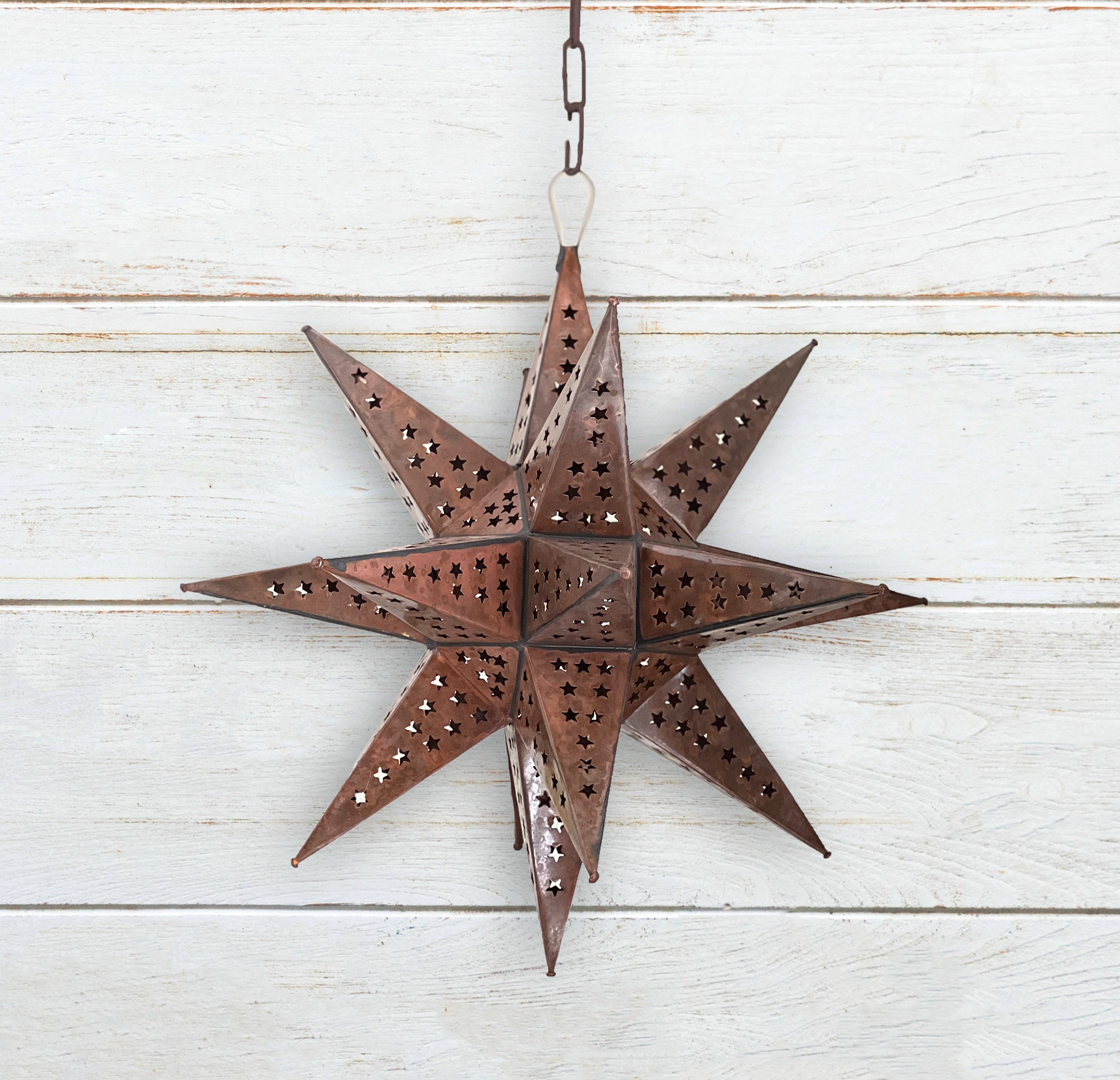 Bronze Punched Tin Star Pendant Lamp image 0