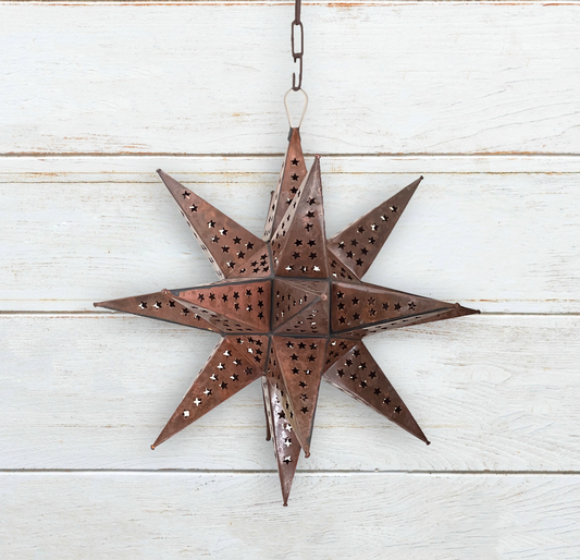 Bronze Punched Tin Star Pendant Lamp image 0