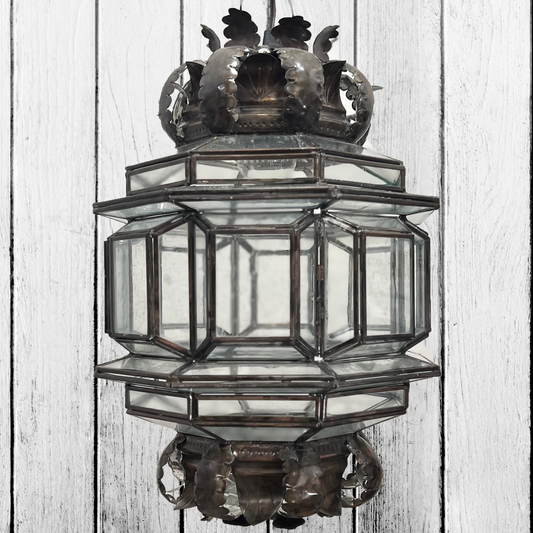 Beautiful Punched Tin and Speckle Glass Lamp 2 image 0