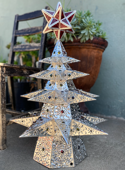 Beautiful Punched Tin Christmas Tree 30 in image 1