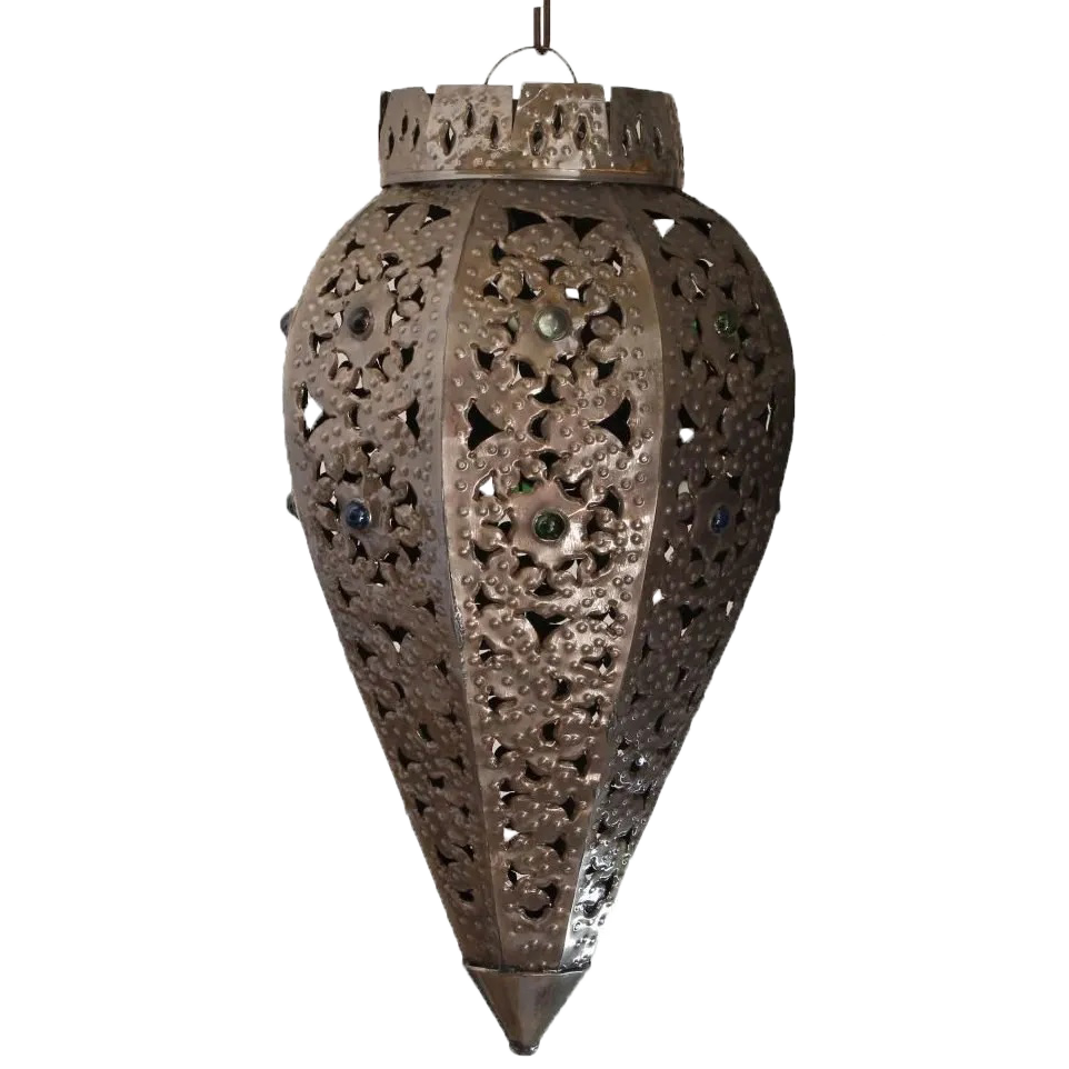 Beautiful Farol Rabano Punched Tin and Marble Pendant Lamp 1 image 1