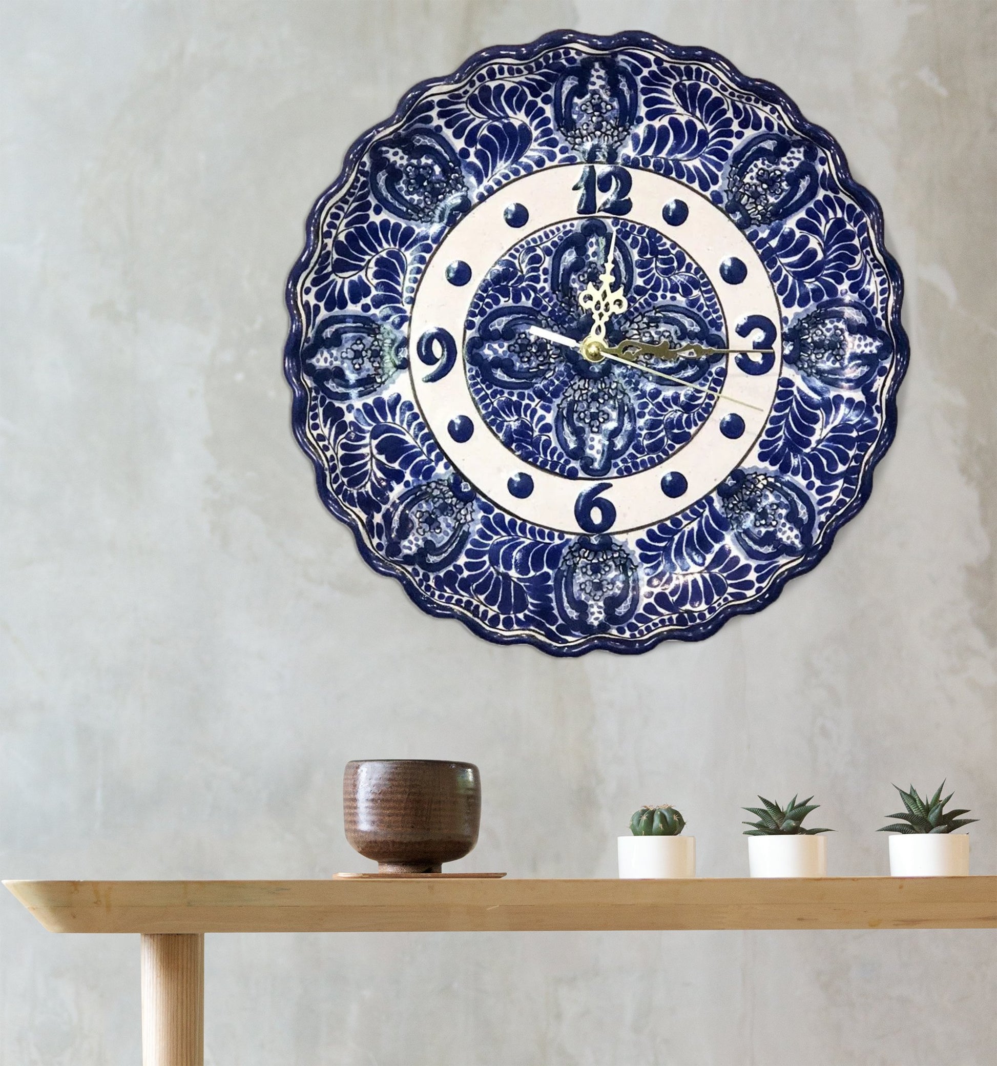 Beautiful Blue Talavera Clock - 30cm image 2