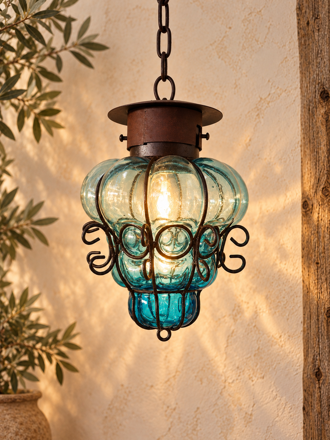 Blown Glass Pendant Lamp – "Reyna Small"