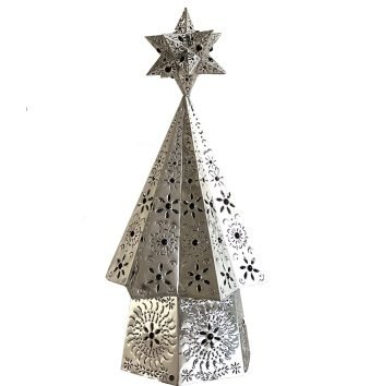 Punched Silver Tin Christmas Tree